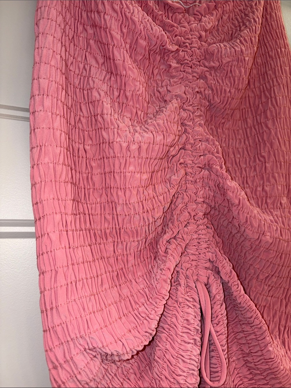 Pink Ruched Drawstring Midi Skirt - Picture 6 of 8